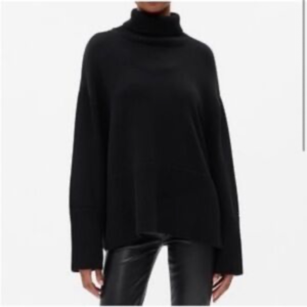 Gap Split-Hem Turtleneck Sweater - Solid Black - Size Med